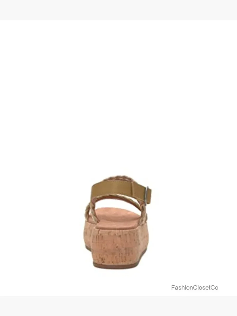 Leather Wedge Sandals with Buckle Closure and Chunky Cork Platform